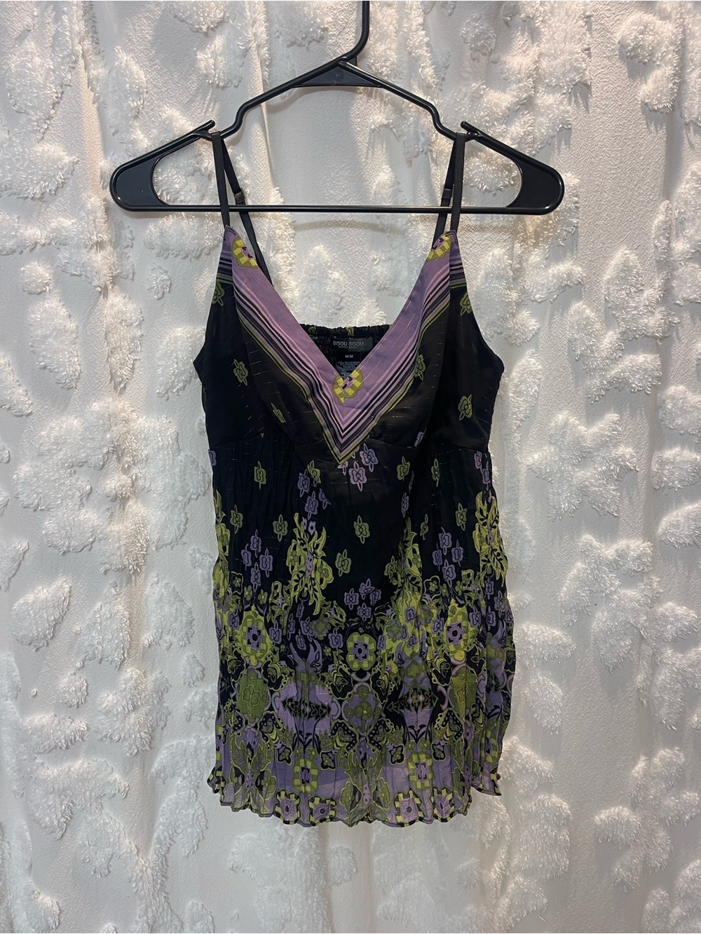 Bisou Bisou black & purple floral print cami top